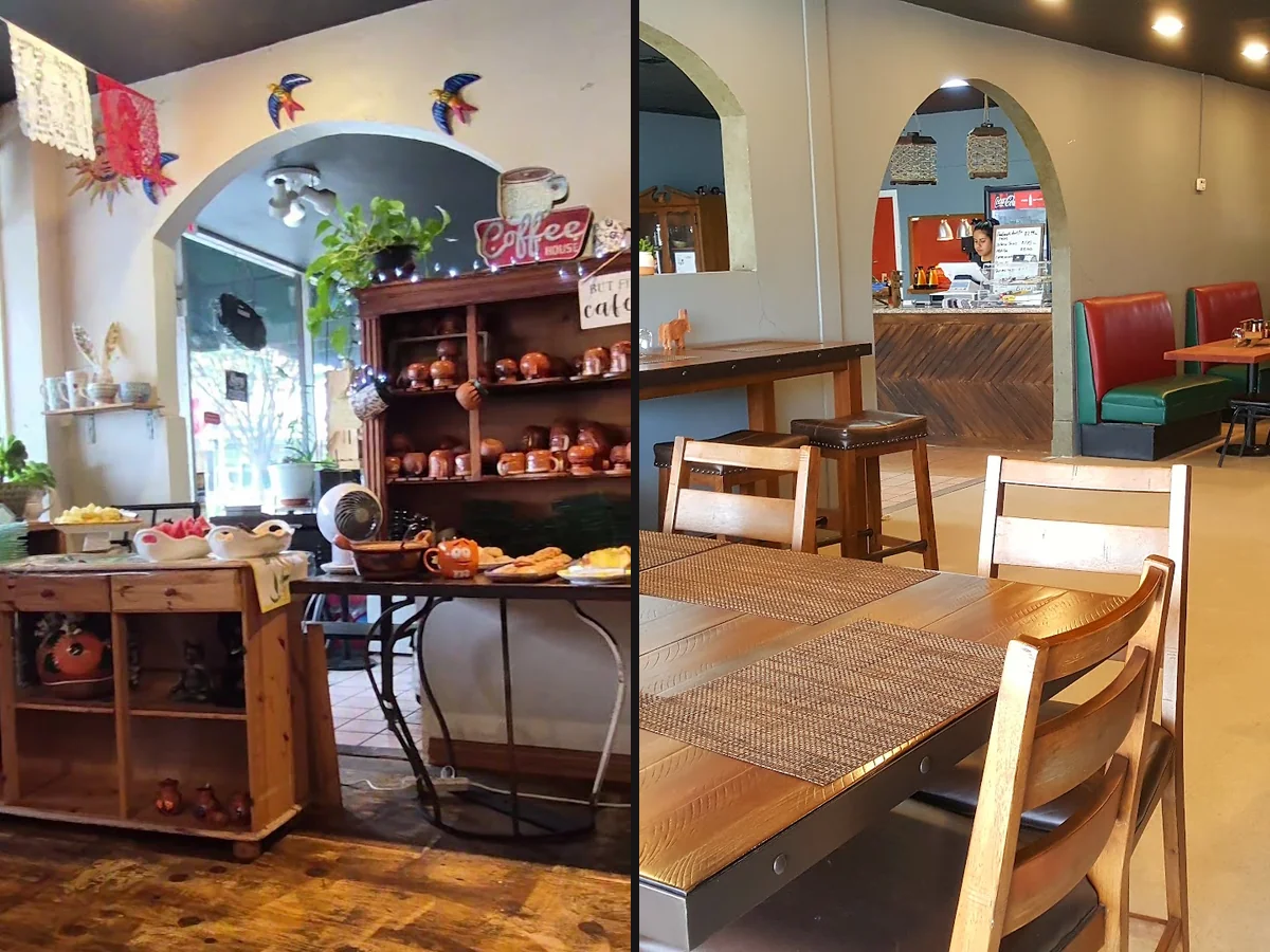 Buffet-style dining area with casual seating.